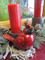 Red Cardinal and Candle